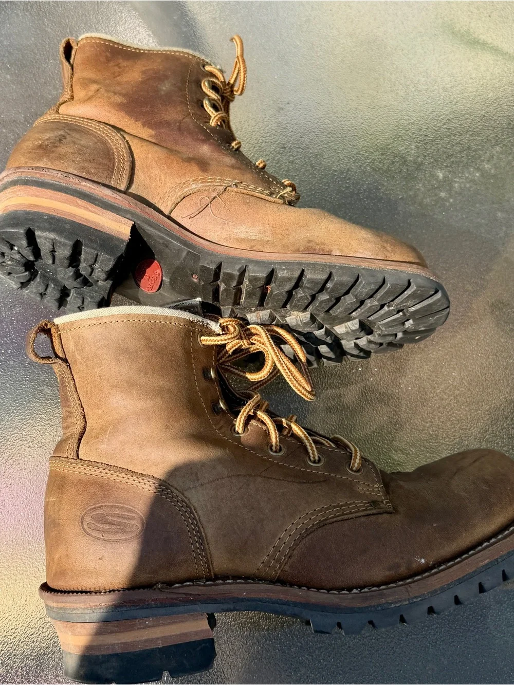 Skechers Brown Leather Lace-Up Work Boots